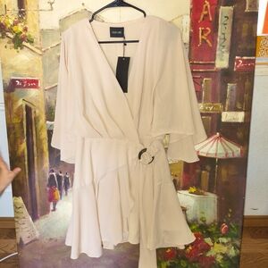 DO+BE Cream Dress with Ring Accent